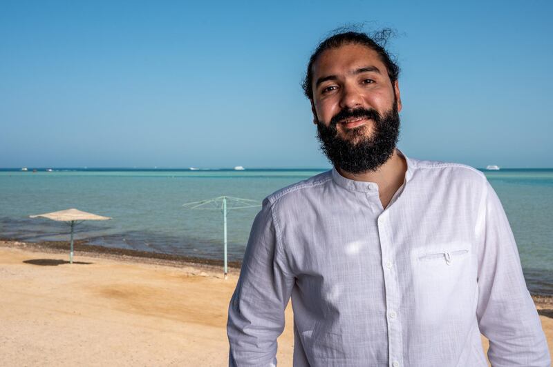 Palestinian director Ameen Nayfeh poses during a photo session on the 7th day of 4th edition of El Gouna Film Festival, in El Gouna, Egypt on October 29, 2020.
