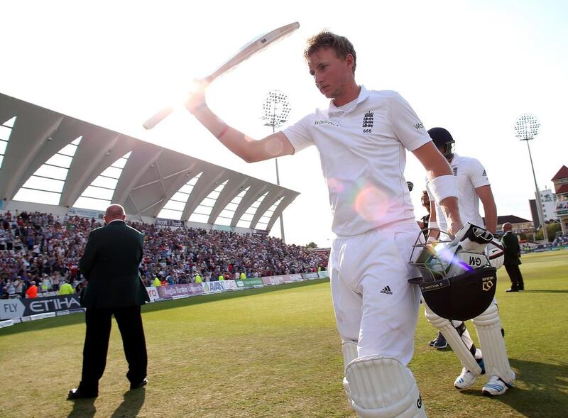 England's Joe Root leaves the field at the end of  play after scoring 78 not out during Day 3 of the first Test between England and India at Trent Bridge. Andrew Yates / AFP

