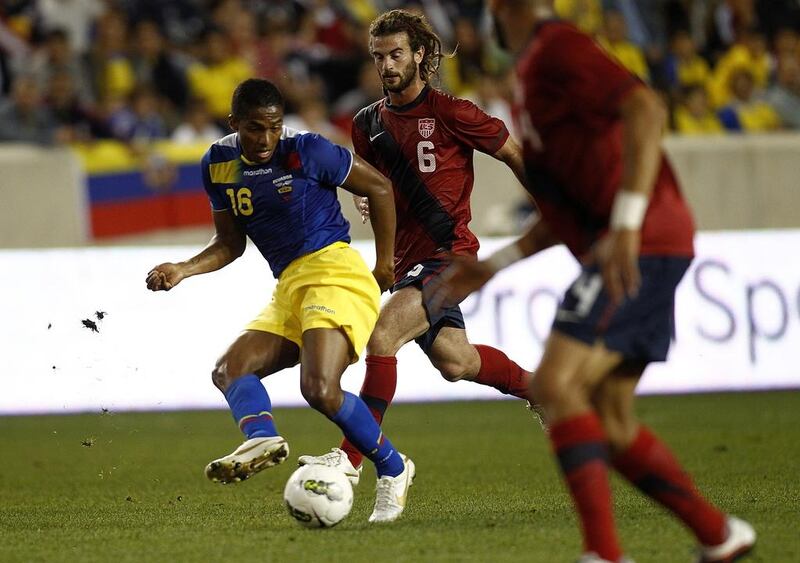 Antonio Valencia shown with Ecuador during a friendly against the United States in 2011. Jeff Zelevansky / Getty Images / AFP / October 11, 2011