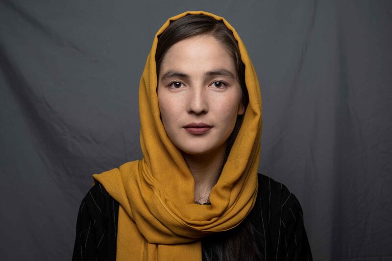 TV journalist and university student Farkhunda Muhibi, 21. Muhibi is one of a small number of female journalists who have been able to continue working under the Taliban regime.