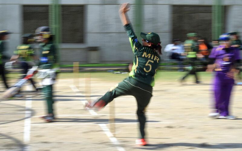 Pakistani women's team cricket captain Sana Mir delivers a ball on the first day of a training camp in Karachi on February 28, 2016. Sana Mir will lead a 15-member Pakistani squad to the ICC Women's World T20 2016 in India in March-April.  AFP PHOTO / Asif HASSAN (Photo by ASIF HASSAN / AFP)