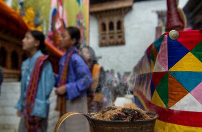 Incense burns in Simtokha Dzong monastery in Bhutan. AFP