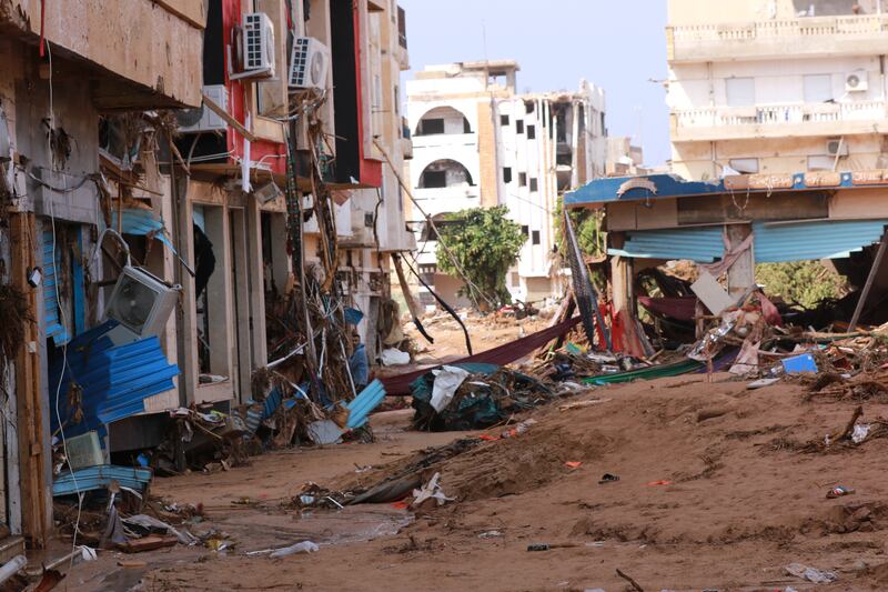 Debris lies in a street after the deadly storm hit. Islam Alatrash for The National