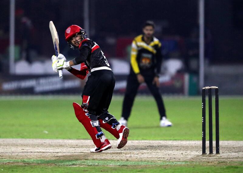 Ajman, United Arab Emirates - Reporter: Paul Radley. Sport. Cricket. Panther's Tanish bats during the game between Panthers vs Tigers in the Karwan Rising Stars F40 Final. Thursday, February 11th, 2021. Ajman. Chris Whiteoak / The National