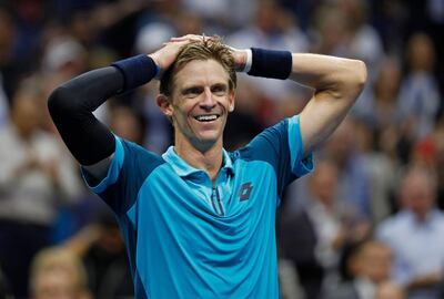 Kevin Anderson, of South Africa, reacts after beating Pablo Carreno Busta, of Spain, during the semifinals of the U.S. Open tennis tournament, Friday, Sept. 8, 2017, in New York. (AP Photo/Adam Hunger)