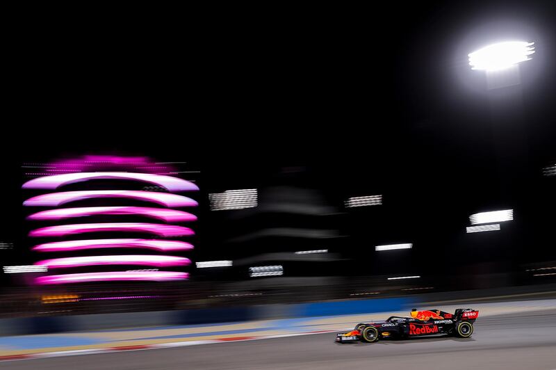 Dutch driver Max Verstappen of Red Bull Racing in action during the second practice session for the 2021 Formula One Grand Prix of Bahrain at the Sakhir circuit. EPA