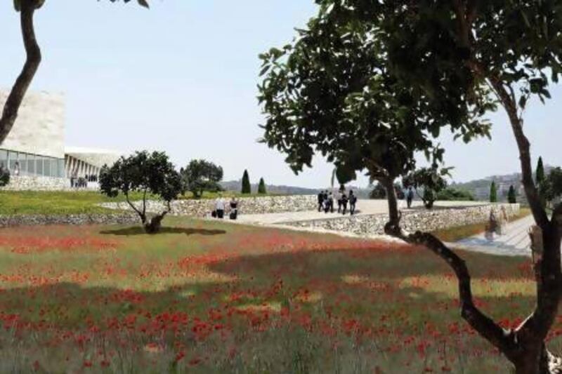 An artist's rendering of the Palestinian Museum, which will be built near Ramallah. Courtesy the Palestinian Museum