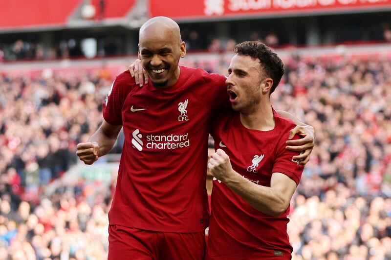 Fabinho, left, has ended his five-year stay at Liverpool to join Saudi Arabia's Al Ittihad. Getty