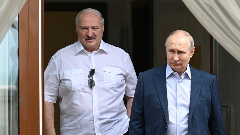 Russia's President Vladimir Putin and Belarusian President Alexander Lukashenko met in the Russian resort city of Sochi. AP