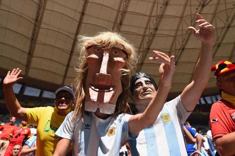 Argentina fans enjoy the atmosphere prior to the match against Belgium on Saturday at the 2014 World Cup in Brasilia, Brazil. Matthias Hangst / Getty Images