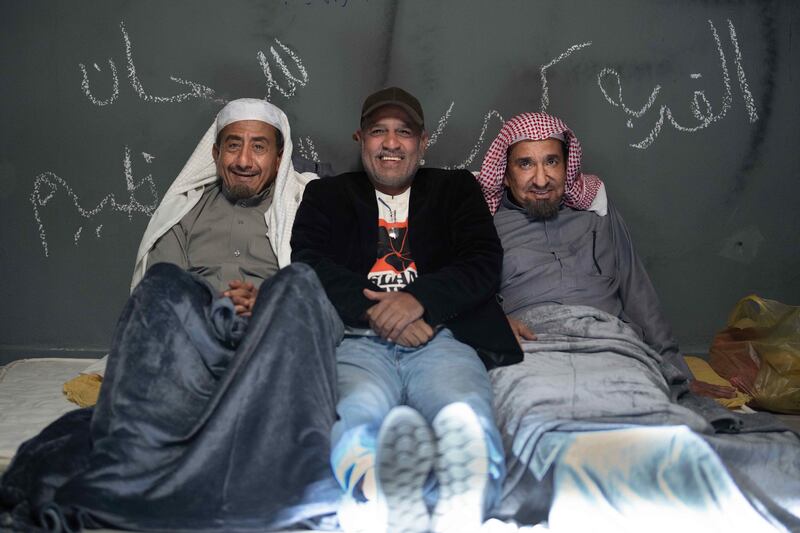From left, Tash Al Awda actor Nasser Al Qasabi, director Mohamed Al Qaffas and co-star Abdullah Al Sadhan. Photo: MBC