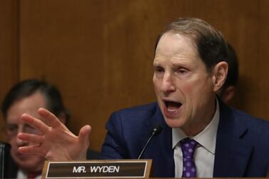 Ron Wyden speaks during a Senate Finance Committee committee hearing on Thursday. AFP