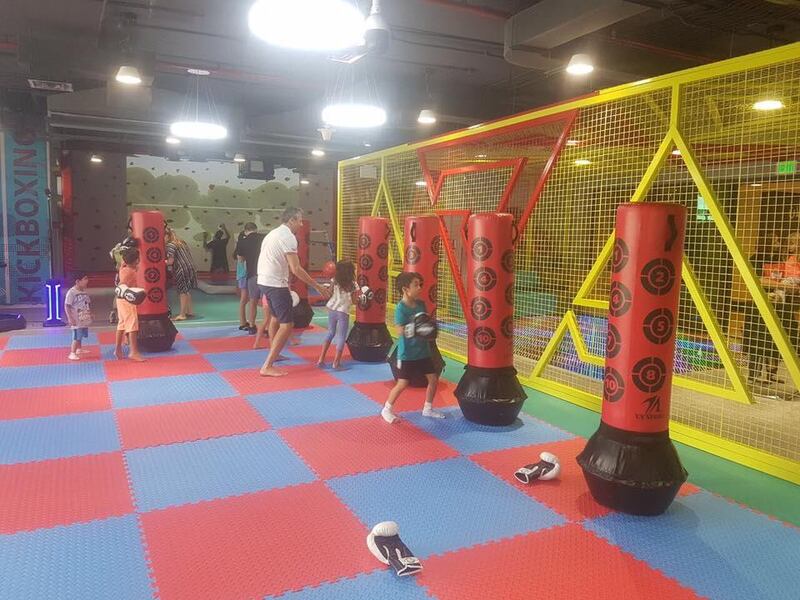 Children participate in a kickboxing class at Little Gladiators in Dubai. Courtesy Little Gladiators Gym