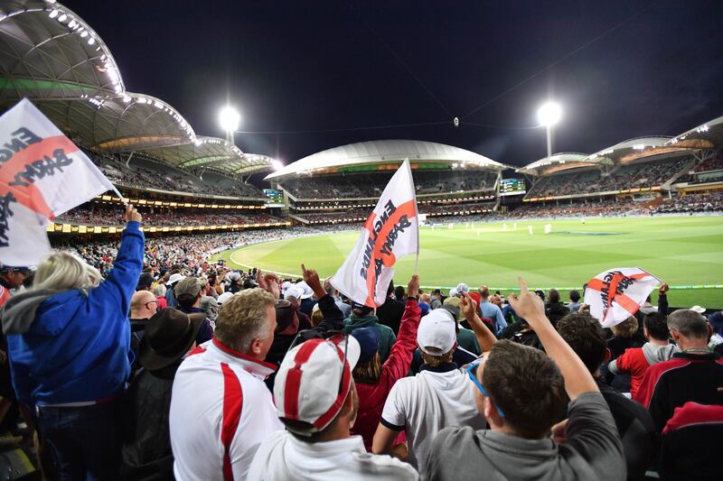 England supporters cheer on the team during Day 4 in Adelaide.. David Mariuz / EPA