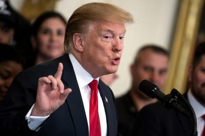 U.S. President Donald Trump speaks during an event with wounded warriors at the White House in Washington, D.C., U.S., on Thursday, April 18, 2019. Trump said he's "having a good day" after the release of Special Counsel Robert Mueller's report, calling the Russia probe a "hoax" that found "no collusion, no obstruction." Photographer: Joshua Roberts/Bloomberg