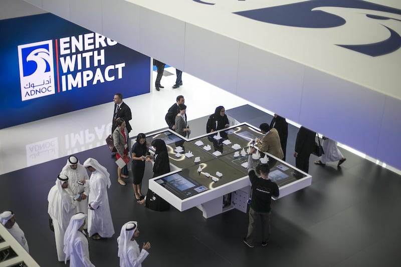 The Adnoc stand at Adipec. Mona Al Marzooqi / The National