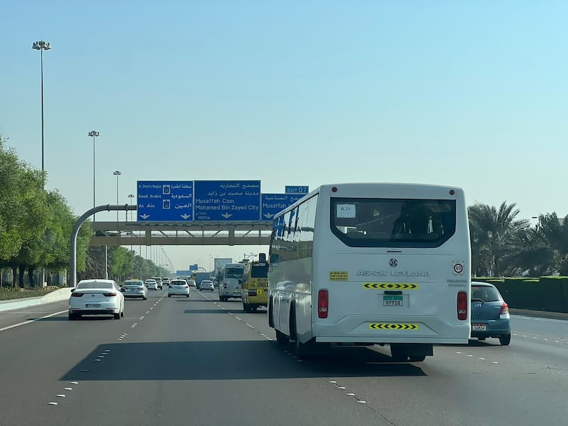 A ban on workers' buses during morning and evening rush hour in Abu Dhabi has been introduced. Credit: Abu Dhabi Police