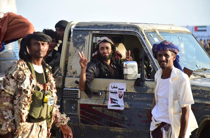 Members of the popular resistance in Yemen, who are being given extensive training in aviation by the UAE armed forces. Wam