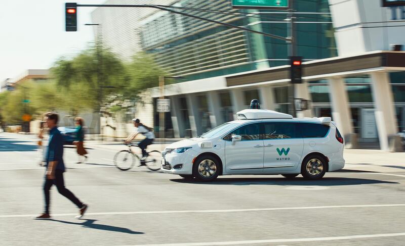 A Waymo car being tested on the streets. The self-driving car has now been tested in more than 25 cities, clocking up over 20 million self-driven miles. Courtesy of Waymo.