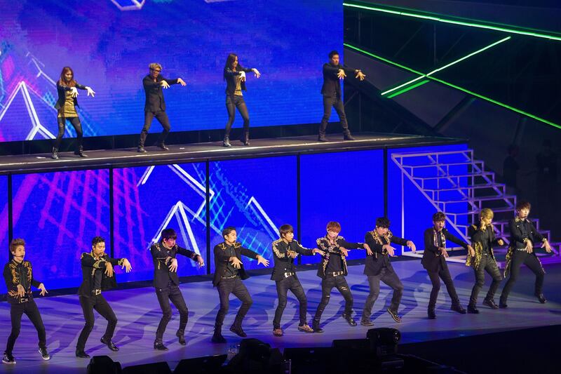 South Korean boy band Super Junior performs live at the Cotai Arena in The Venetian. Getty Images