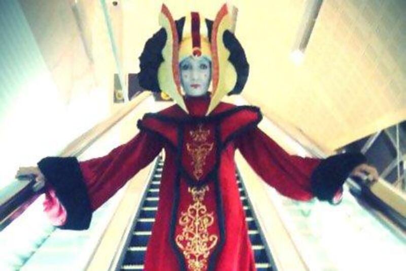 Ujala Ali Khan, as Queen Amidala, takes a trip on Dubai Metro.