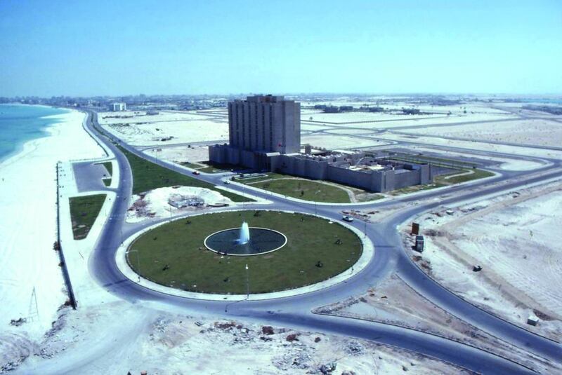 Hilton Abu Dhabi opened in 1975. This photograph shows the hotel set against the backdrop of the emerging Corniche. Courtesy: Alain Saint-Hilaire