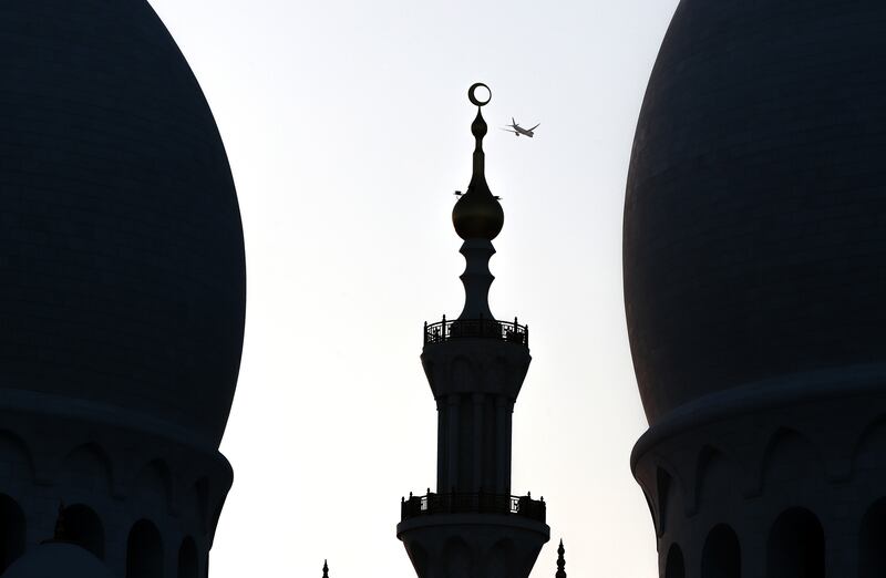 Abu Dhabi's Sheikh Zayed Grand Mosque at sunrise. Victor Besa / The National