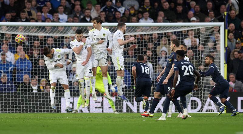 Burnley's Maxwel Cornet scores from a free kick. Reuters