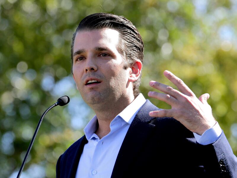 Copies of emails posted on Twitter by Donald Trump Jr, pictured, on July 11, 2017 show he knew Russia was trying to help his father's presidential election campaign before he agreed to a meeting with a Russian lawyer. Matt York / AP