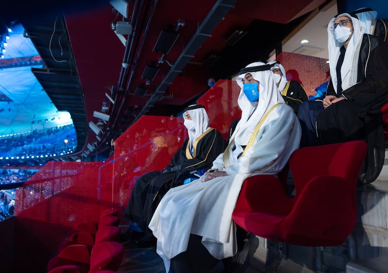 Sheikh Mohamed with Sheikh Mansour, left, and Sheikh Khaled bin Mohamed, top right.