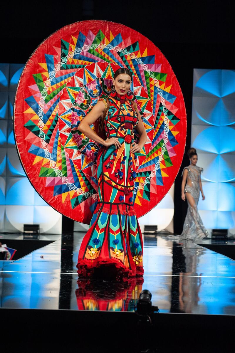 Paola Chacón Fuentes, Miss Costa Rica 2019 on stage during the National Costume Show at the Marriott Marquis in Atlanta on Friday, December 6, 2019. The National Costume Show is an international tradition where contestants display an authentic costume of choice that best represents the culture of their home country. The Miss Universe contestants are touring, filming, rehearsing and preparing to compete for the Miss Universe crown in Atlanta. Tune in to the FOX telecast at 7:00 PM ET on Sunday, December 8, 2019 live from Tyler Perry Studios in Atlanta to see who will become the next Miss Universe. HO/The Miss Universe Organization