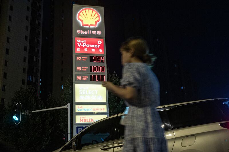 A Shell petrol station in Wuhan, China. Global oil demand is expected to hit record levels this year, driven by China’s economic recovery. Getty