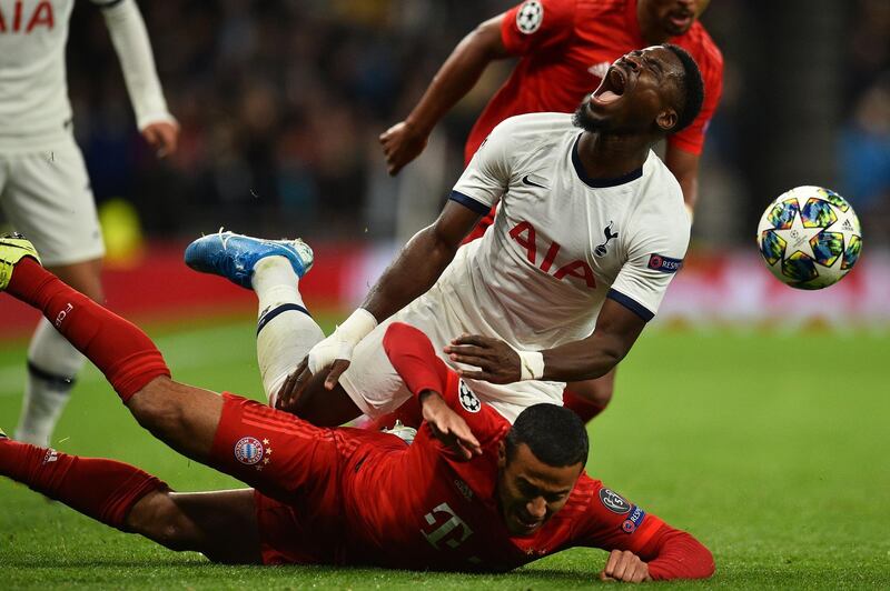 Aurieris hurt in a challenge with Bayern Munich's Spanish midfielder Thiago Alcantara. AFP