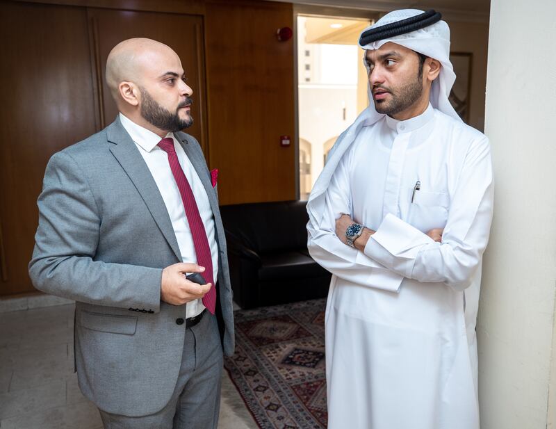 Rashed Abdulla Al Sumaity (R) with Eslam Oraif of Galadari Advocates & Legal Consultants. The UAE government's Nafis scheme has set a target of 75,000 Emiratis in private sector jobs by 2026.