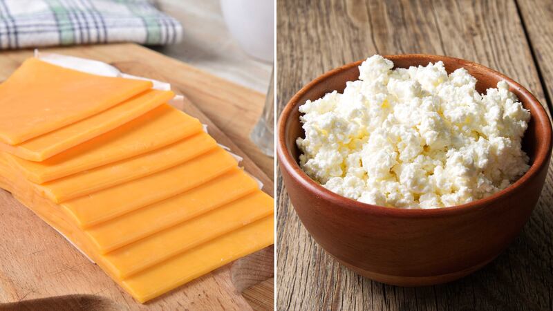 Replace processed sliced cheese with cottage cheese. Getty Images