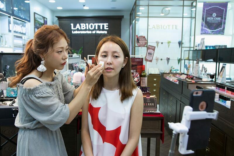 SEOUL, SOUTH KOREA - JUNE 24:  Beauty power blogger, Yu Xiaoxiao from China speaks during a live online chat in an Internet the "LABIOTTE" K-Beauty Live Make-Up Show on June 24, 2016 in Seoul, South Korea.  (Photo by Han Myung-Gu/WireImage)