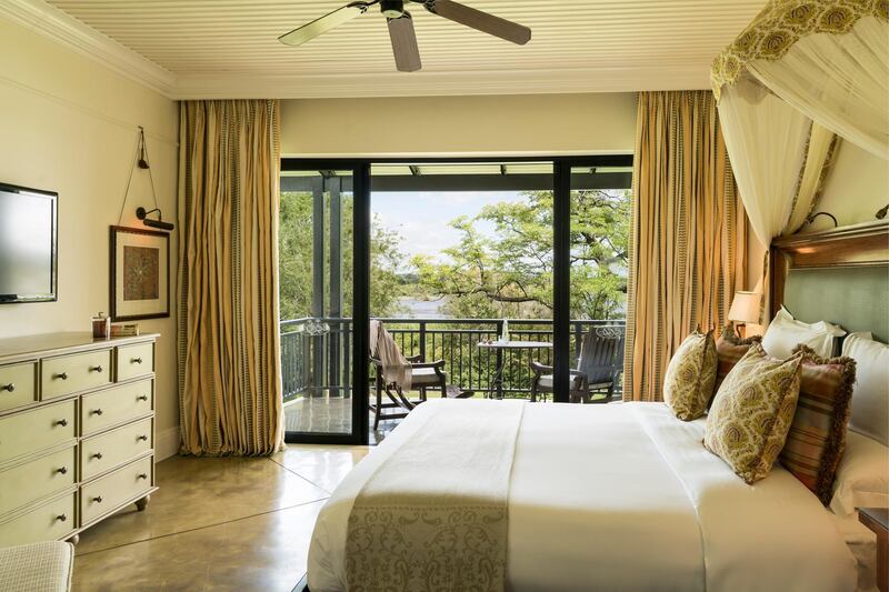 <p>Deluxe room have their own private terraces from which to enjoy the views.&nbsp;The Royal Livingstone Zambia Hotel by Anantara</p>
