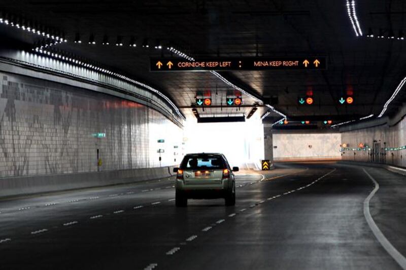 ABU DHABI - UNITED ARAB EMIRATES - 04DEC2012 - Al Salam tunnel starting from Al Falah to Mina Street which is 4.2 Kilometers was officially opened yesterday and will be opened for traffic today from 6am onwards in Abu Dhabi. Ravindranath K / The National