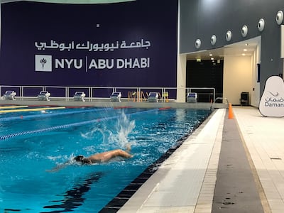 NYUAD has a raft of modern facilities, including this Olympic-sized swimming pool, which is open to the public on Saturday mornings. Courtesy NYUAD