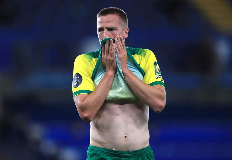 Norwich City's Marco Stiepermann looks dejected after the match. Reuters