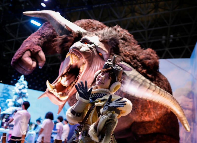 A model wearing costume poses for a photograph at Capcom booth at Tokyo Game Show 2019 in Chiba, east of Tokyo, Japan. Reuters
