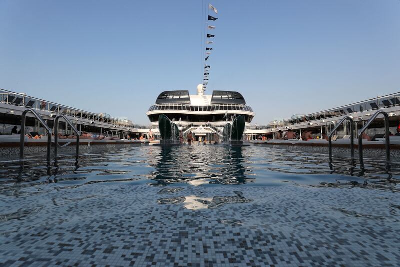 The view from the pool on the MSC Virtuosa