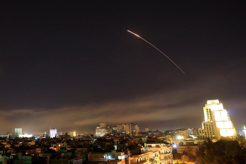 Damascus skies erupt with missile fire as the US launches an attack on Syria targeting different parts of the capital. Hassan Ammar / AP Photo