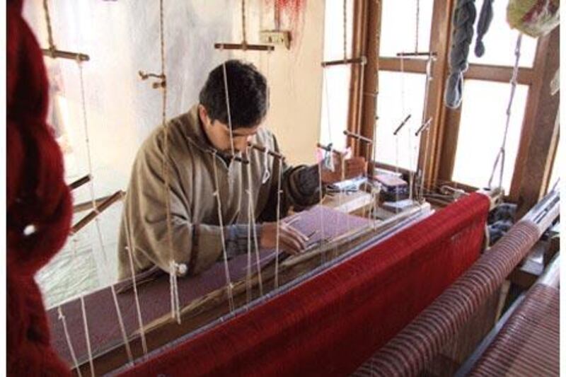Despite mechanised looms increasingly being used by some manufacturers, Srinigar's traditional methods of manually threading the looms can take up to a  day and a half, using hand-spun and dyed pashmina wool.