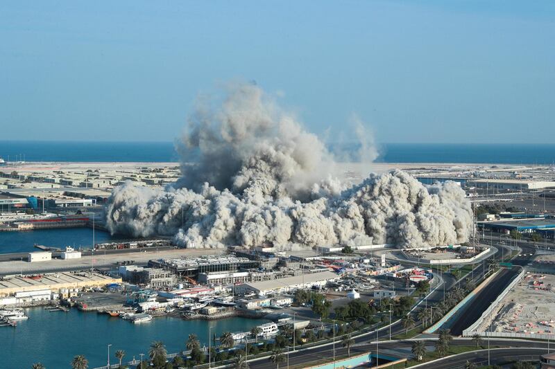 Abu Dhabi, United Arab Emirates, November 27, 2020.  Mina Zayed Plaza demolition Friday morning, Abu Dhabi.
Victor Besa/The National
Section:  National News