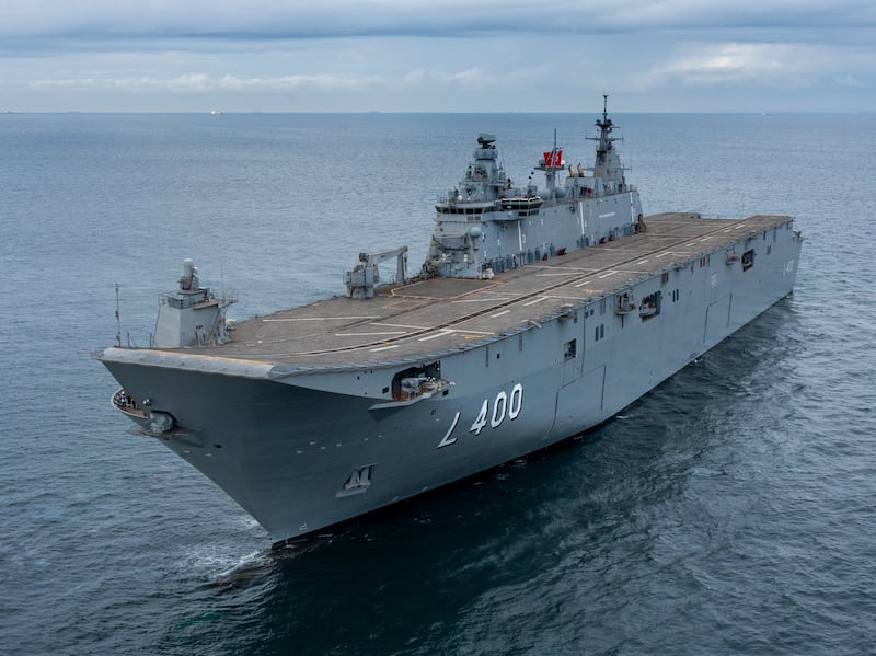 Turkey's largest warship, the TCG Anadolu, in December 2022. Getty