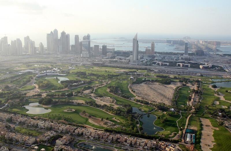 An aerial view of Emirates Golf Club in Dubai in 2008. David Cannon / Getty Images