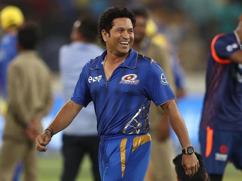 HYDERABAD, INDIA - MAY 12: Sachin Tendulkar is seen during the Indian Premier League Final match between the the Mumbai Indians and Chennai Super Kings at Rajiv Gandhi International Cricket Stadium on May 12, 2019 in Hyderabad, India. (Photo by Robert Cianflone/Getty Images)