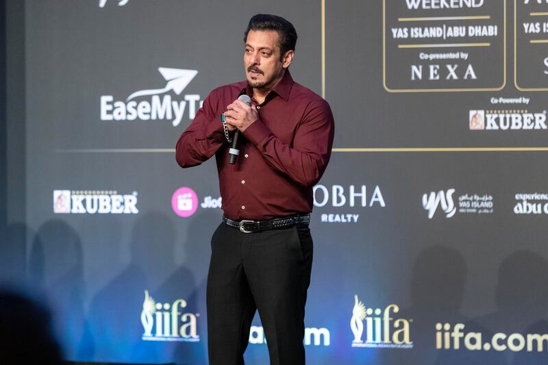 Bollywood star Salman Khan at a press conference ahead of the International Indian Film Academy Awards, to be held in Abu Dhabi on Friday and Saturday. All photos: Antonie Robertson / The National