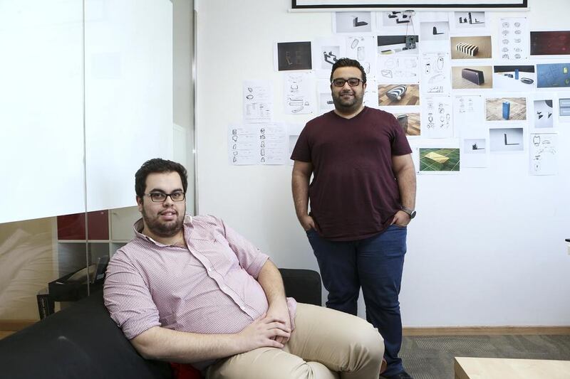 From left, Mahbod Azadian and Sina Torabi, co-founders of Mosaikx. Mr Torabi, who studied mechanical engineering, found an Emirati investor who was willing to bankroll their operation with a $300,000 seed capital. Sarah Dea / The National

